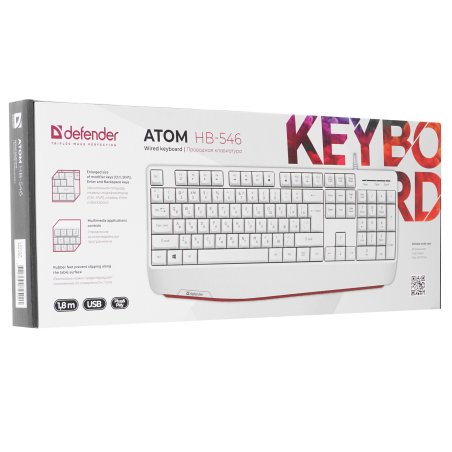 Клавиатура проводная Defender Atom HB-546, USB, черный