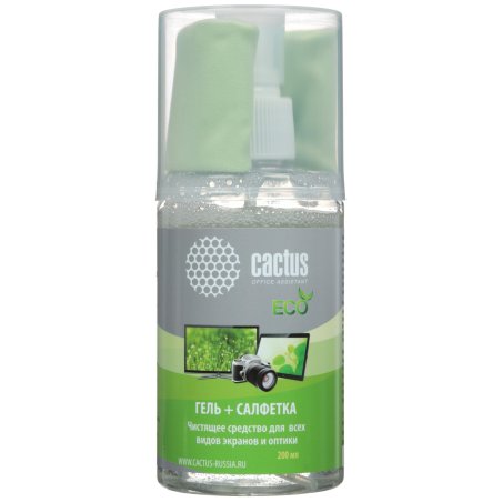 Чистящий набор (салфетки + гель) Cactus CS-S3004E для экранов и оптики 1шт 18x18см 200мл