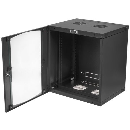 Шкаф настенный Lanmaster Next TWT-CBWNG-12U-6X4-BK 12U 550x450 мм пер. дв. стекл съемные бок. пан. 60 кг черный
