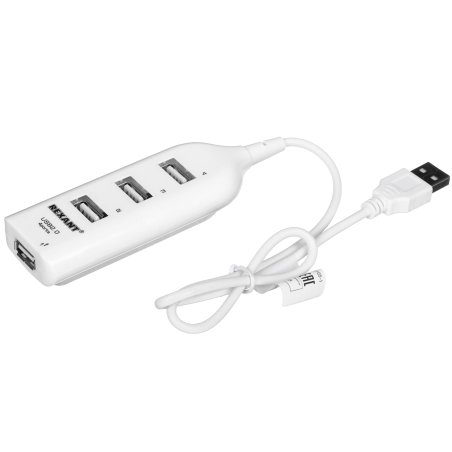 Разветвитель USB 2.0 на 4 порта белый Rexant