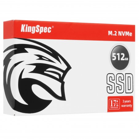 Накопитель SSD KingSpec NX-512, 512Gb, PCIe 3.0 x4, M.2 2280, NVMe, R/W 3400/3100