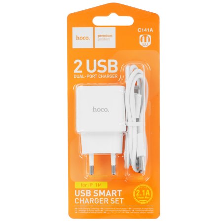 Сетевое зарядное устройство HOCO C80A Rapido 1xUSB + 1xUSB-C, 3.1A, 20W, белый