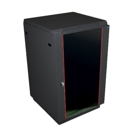 Шкаф коммутационный ЦМО ШТК-М-18.6.6-1ААА-9005 18U 600x600 мм пер. дв. стекл задн. дв. стал.лист 2 бок. пан. направл. под закл.гайки 270 кг черный