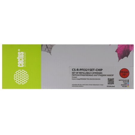 Картридж перезаправляемый струйный Cactus CS-R-PFI321SET-CHIP набор 5шт.упак. для Canon imagePROGRAF TM-250/255/350/355 с чипом