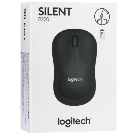 Мышь беспроводная Logitech M220 SILENT черный/серый, 1000 dpi, радиоканал, USB, кнопки - 3