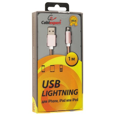 Кабель Cablexpert для Apple CC-G-APUSB02Cu-1M, AM/Lightning, серия Gold, длина 1м, золото, блистер