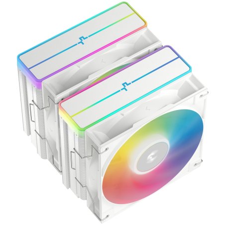 Кулер для процессора DEEPCOOL AG620 WH ARGb V2 LGA20XX/1700/1200/115X/AM5/AM4 (9шт/кор, TDP 260W, PWM, ARGb DUAL Fan 120мм, 6 тепл. трубок, белый) RET