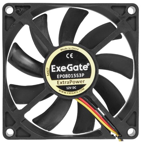 Вентилятор для корпуса ExeGate ExtraPower EP08015S3P черный, 80 мм, 2500 об/мин, 25.5 дБ, 3 pin