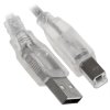 Кабель Cablexpert USB2.0 Pro, AM/BM, 2м, экран, 2 феррит.кольца, прозрачный (CCF-USB2-AMBM-TR-2M)
