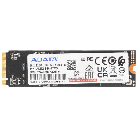Накопитель SSD ADATA LEGEND 960, 4Tb, PCIe 4.0 x4, M.2 2280, NVMe, R/W 7400/6800, с радиатором