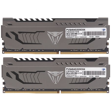 Оперативная память Patriot Viper Steel, DDR4, 64GB (2x32GB), 3200MHz, CL16, DIMM, радиатор, черный