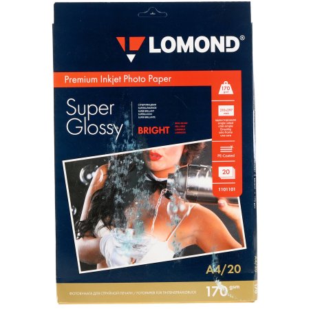 Фотобумага Lomond 1101101 A4/170г/м2/20л./белый высокоглянцевое для струйной печати