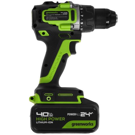 Дрель-шуруповерт аккумуляторная Greenworks GD24DD90 24V, 90 Нм, бесщеточная, 45/90Нм,2х4Ач,ЗУ,кор 3707507CUD
