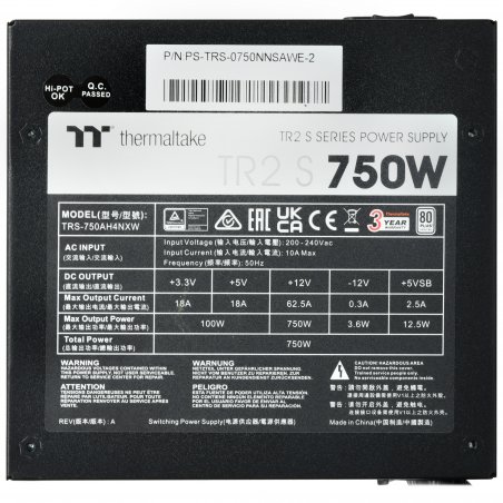 Блок питания Thermaltake ATX TR2 S, 750Вт, 80 PLUS WHITE, 120мм, черный