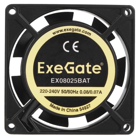 Вентилятор для корпуса ExeGate EX08025BAT черный, 80 мм, 2600 об/мин, 32 дБ
