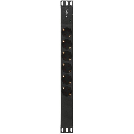 Блок розеток горизонтальный ExeGate ServerPro PDU-19H601 Al-6S-C14, 19", 1U, Алюминий, 6 Schuko, С14, черный