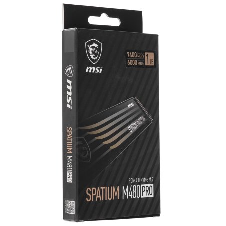 Накопитель SSD MSI SPATIUM M480 PRO, 1000Gb, M.2 2280, PCIe 4.0 x4, NVMe, R/W 7400/6000
