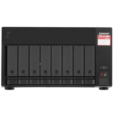 Сетевое хранилище без дисков SMB QNAP TS-873A-8G NAS, 8 trays 3,5"/2,5", 2x2,5 GbE BASE-T, 2 x M.2 NVMe 2280 slots, quad-core AMD Ryzen V1500B 2,2 GHz, 8 Gb SO-DIMM DDR4 (1 x 8 Gb) up to 64Gb (2x32 Gb)
