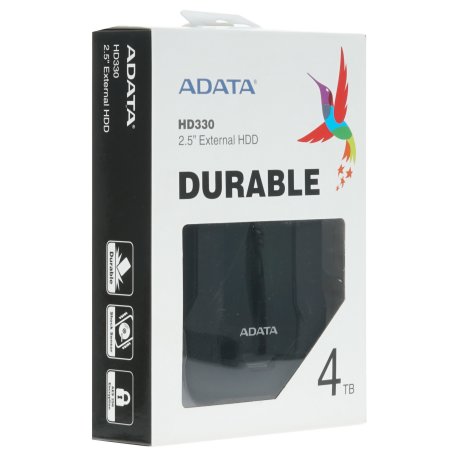 Внешний HDD 2.5"ADATA HD330, 4TB, USB 3.2 Gen 1 Type-A, 5400 rpm, черный