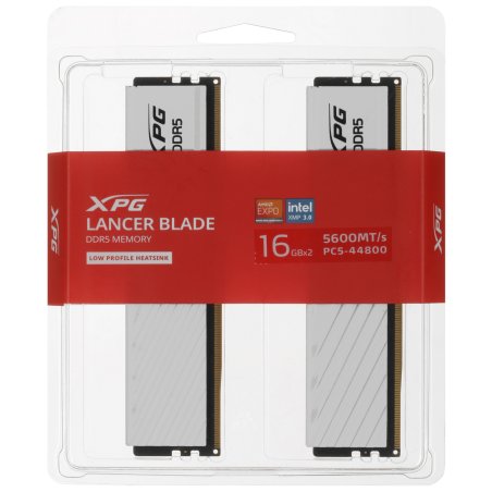 Оперативная память XPG Lancer Blade, DDR5, 32Gb (2x16Gb), 5600MHz, CL46, DIMM, с радиаторами, белый