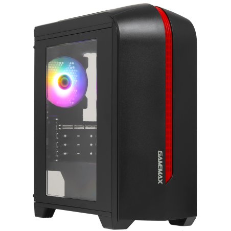 Компьютерный корпус GameMax Centauri Black Red без БП (ATX,Черн.-кр,USB 3.0, Зак.стекло, 1*120мм. RGb, пыл.фильтр)