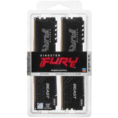 Оперативная память Kingston 32Gb 3200MT/s DDR4 CL16 DIMM (Kit of 2) 1Gx8 FURY Beast Black