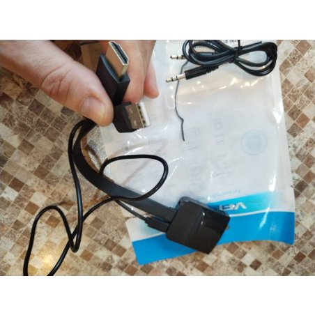 Мультимедиа конвертер Vention HDMI > VGA + аудио, гибкий, плоский