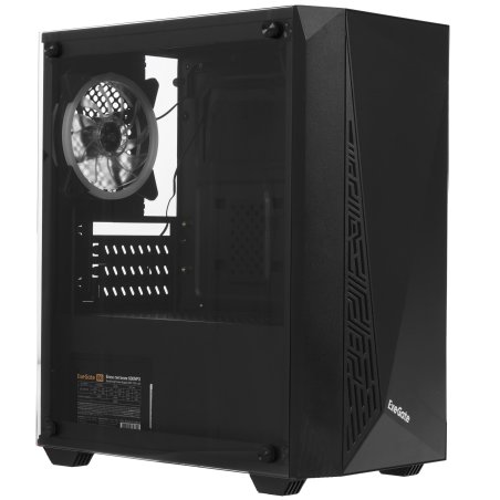 Компьютерный корпус Minitower ExeGate Mistery R2-NPX600 (mATX, БП 600NPX с вент. 12 см, 2*USB+1*USB 3.0, аудио, черный, 1 вент. 12см с RGb подсветкой и полоса на передней панели, боковая панель - закаленное стекло)