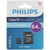 Флеш карта microSD 64Gb PHILIPS microSDHC Class 10 (SD адаптер)