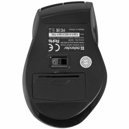 Мышь беспроводная Defender Accura MM-295 черный, 1600 dpi, радиоканал, USB, кнопки - 6