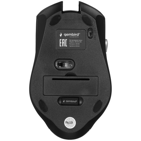 Мышь беспроводная Gembird MUSW-221-R черный/красный, 1600 dpi, радиоканал, USB, кнопки - 6