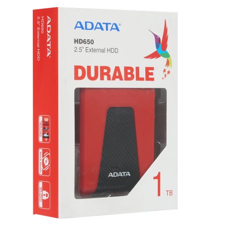 Внешний HDD 2.5" ADATA HD650, 1TB, USB 3.2 Gen 1 Type-A, 5400 rpm, красный