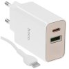 Сетевое зарядное устройство HOCO (6931474769824) C100Aaa 1USB+1Type-C 3.0A QC3.0 PD 20W, белый