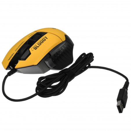Мышь проводная A4Tech Bloody W95 Max Sports желтый/серый, 12000 dpi, USB, кнопки - 10