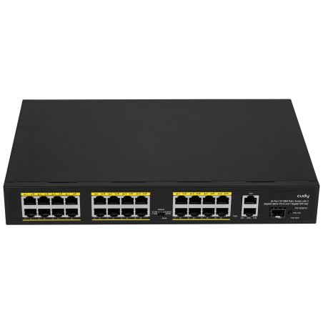 Коммутатор Cudy FS1026PS1, (L2) 24x100Мбит/с 2x1Gbит/с, 1SFP, 24PoE, 24PoE+ 300W, неуправляемый