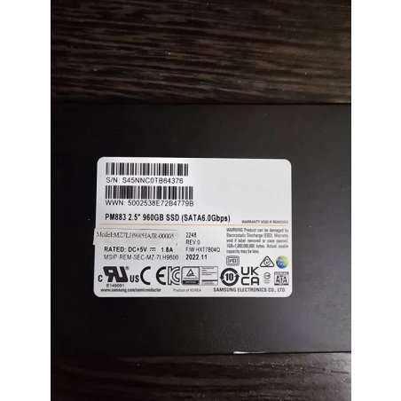 Накопитель SSD Samsung PM883, 480Gb, SATA III, 2.5", R/W 550/520