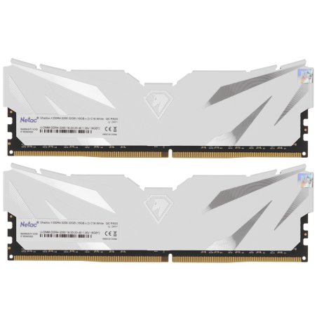 Оперативная память NETAC, DDR4, 32Gb (2x16Gb), 3200MHz, CL16, DIMM, с радиаторами, белый