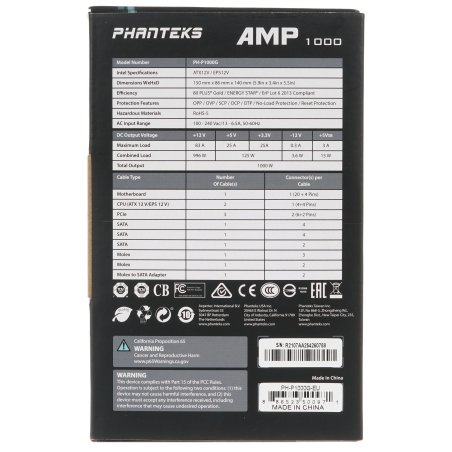 Блок питания PHANTEKS AMP BH 650W Без кабеля 12V-2x6 (12+4pin), 80 Plus Bronze, ATX 3.1, APFC, 120мм Fan, черный