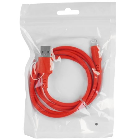 Кабель Defender F207, USB 2.0 (AM) - Apple Lightning (M), 1метр, 2.4А, силиконовая оплетка, красный.