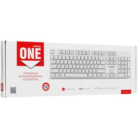 Клавиатура проводная мультимедийная Smartbuy ONE 238 USB белая (SBK-238U-W)/20
