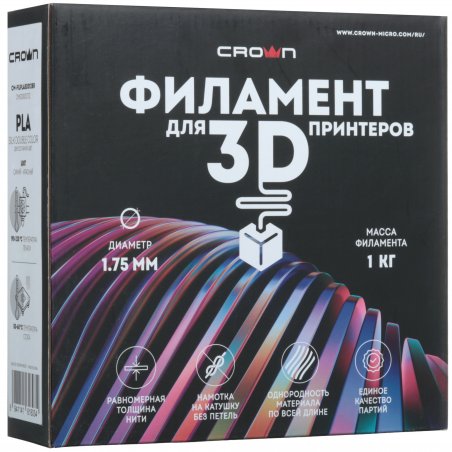 Филамент Crown Micro CM-FILPLASD012BR PLA Silk двойной 1.75 1кг синий-красный