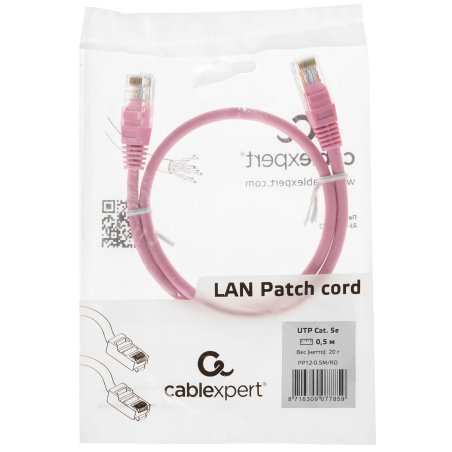 Патч-корд UTP Cablexpert кат.5e, 0.5м, литой, многожильный, розовый