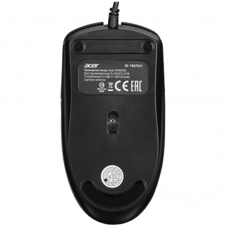 Мышь проводная Acer OMW300 черный, 1200 dpi, USB, кнопки - 3