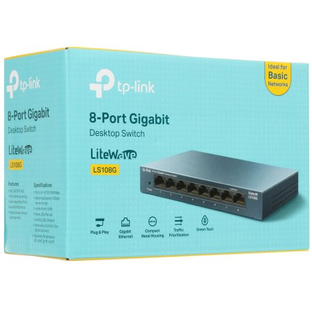 Коммутатор TP-Link LS108G 8-портовый 10/100/1000 Мбит/с настольный коммутатор SMB
