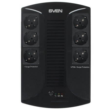 Источник бесперебойного питания SVEN UP-L1000E 1000VA/500W (6 розеток: 3х UPS/сетевой фильтр+3 x сетевой фильтр)