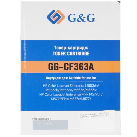 Картридж лазерный G&G GG-CF363A пурпурный (5000стр.) для HP CLJ M552dn/M553dn/M553N/M553x