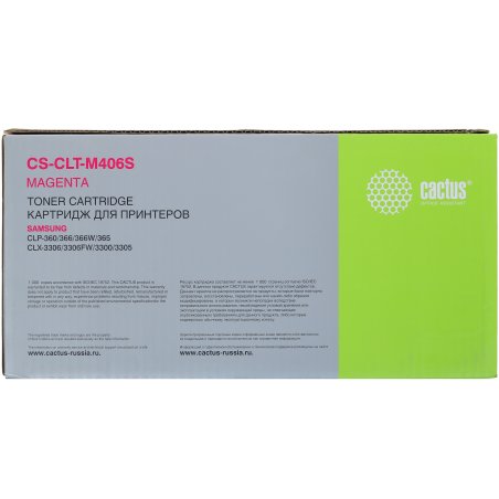 Картридж лазерный Cactus CS-CLT-M406S magenta пурпурный (1000 стр.) для принтеров Samsung CLP-360/365/CLX-3300/3305