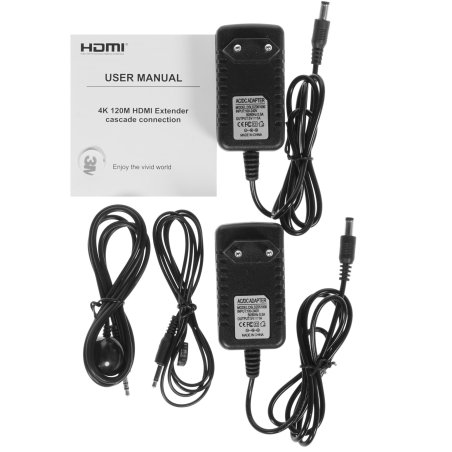 Активный удлинитель ORIENT VE048, HDMI 4K extender (Tx+Rx), до 120 м по одной витой паре, HDMI 1.4b, 4K@30Hz/ 1080p@60Hz/3D, HDCP, передача ИК сигнала управления (датчики IR-TX/Rx в комплекте) (30932)