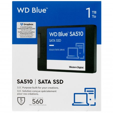 Накопитель SSD WD Blue SA510 1Tb, SATA III, 2.5", R/W 560/520