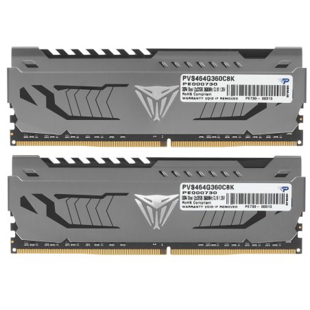 Оперативная память Patriot Viper Steel, DDR4, 64Gb (2x32Gb), 3600MHz, CL18, DIMM, радиатор, черный